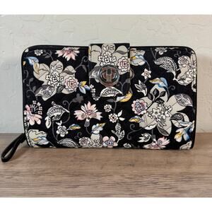 Vera Bradley RFID Turnlock Zip Around Wallet Holland Garden